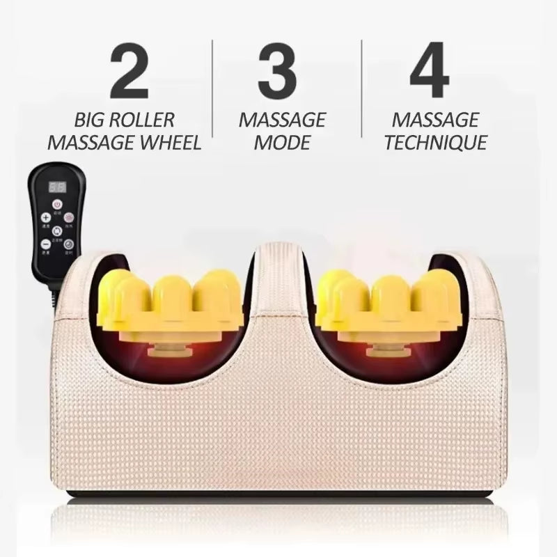 Remote Control Electric Foot Massager Blood Circulation Hot Compression Shiatsu Kneading Roller Full Body Massage Relax Machine