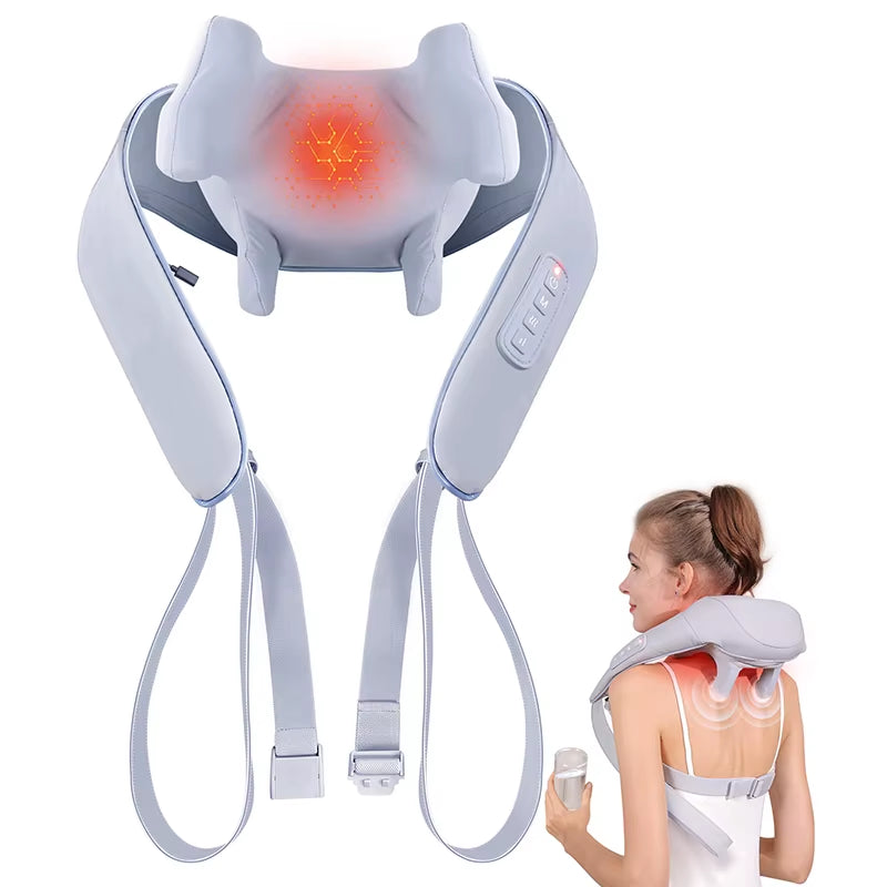 Shiatsu Back Neck Massager Cordless Shoulder Massager with Heat Electric Deep Tissue 3D Kneading Massage Pillow