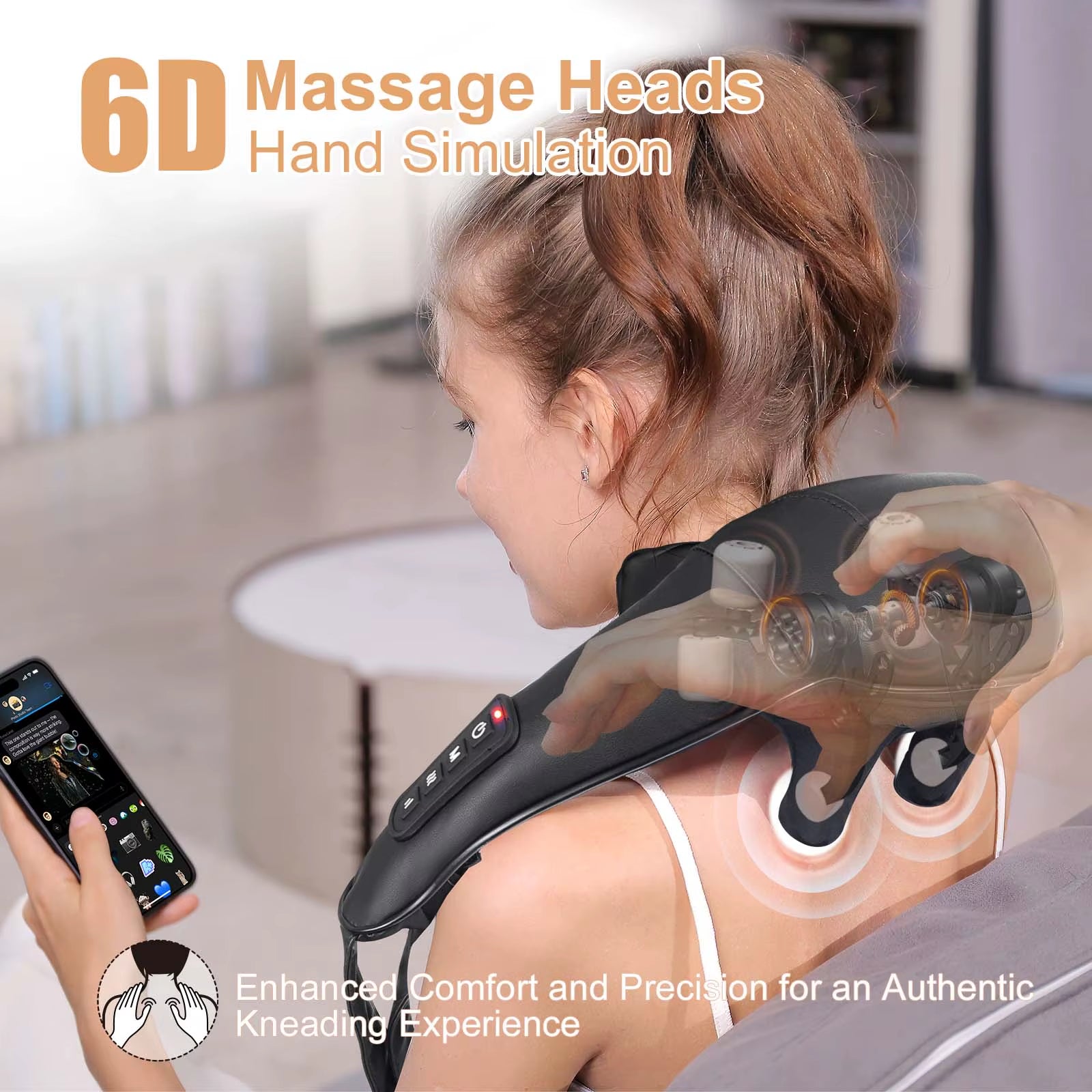Shiatsu Back Neck Massager Cordless Shoulder Massager with Heat Electric Deep Tissue 3D Kneading Massage Pillow
