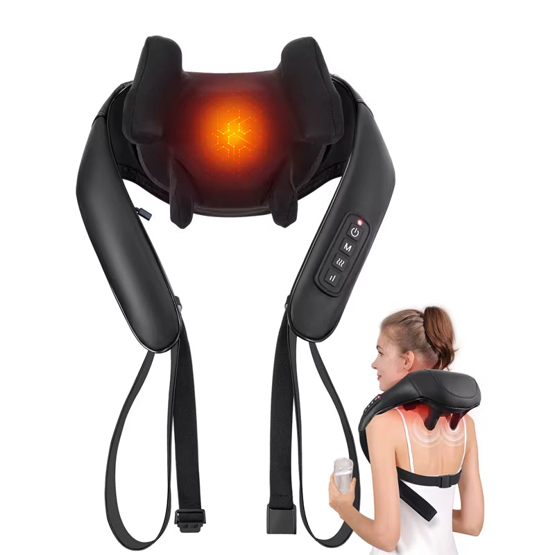 Shiatsu Back Neck Massager Cordless Shoulder Massager with Heat Electric Deep Tissue 3D Kneading Massage Pillow