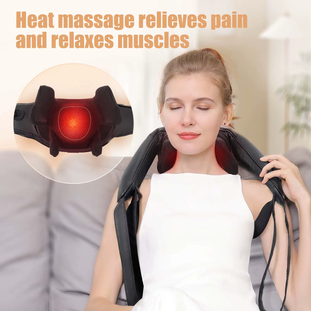 Shiatsu Back Neck Massager Cordless Shoulder Massager with Heat Electric Deep Tissue 3D Kneading Massage Pillow