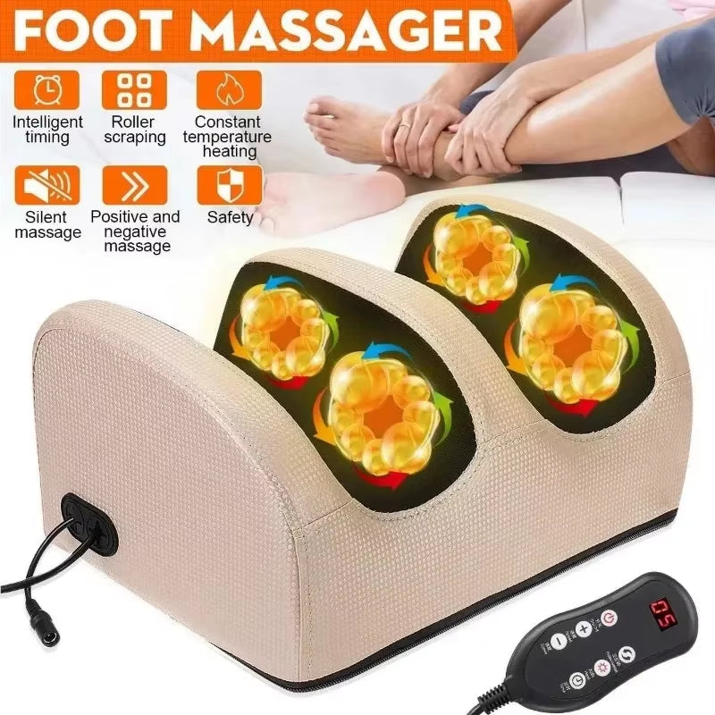 Remote Control Electric Foot Massager Blood Circulation Hot Compression Shiatsu Kneading Roller Full Body Massage Relax Machine
